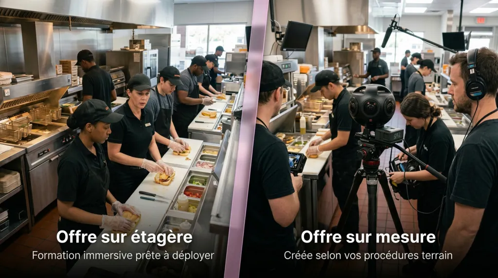 Comparaison entre une formation prête à déployer et un tournage 360° réalisé sur site
